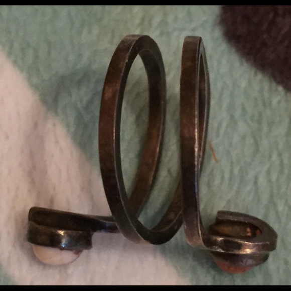 Vintage Silver Spiral Ring with 2 Gemstones - Picture 4 of 4